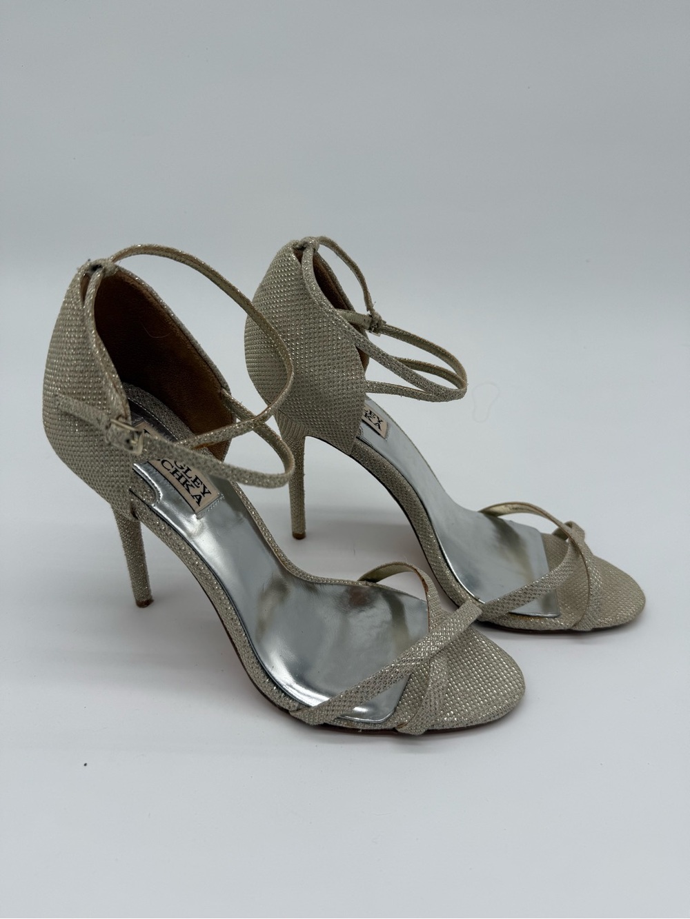 Badgley Mischka Champagne Strappy Stiletto Heels